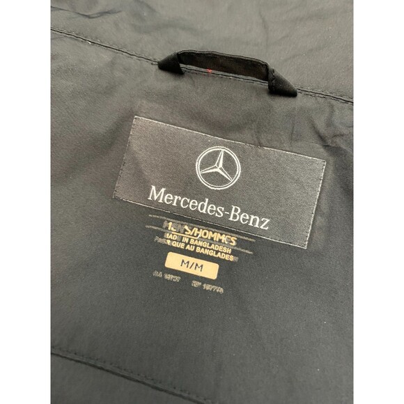Mercedes-Benz Jacket Mens M Lightweight Hooded Black Windbreaker Zip-Up - Picture 8 of 10